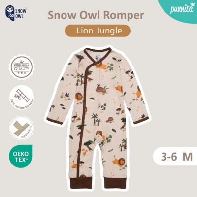 New Collection !! Snow owl Romper  เสื้อป้ายแบบแปะ ชุดหมี แขน-ขายาว 3-6 M - Lion Jungle (วัสดุ ใยไผ่พรีเมี่ยม 100%)